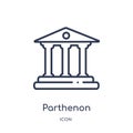 Linear parthenon icon from Greece outline collection. Thin line parthenon icon isolated on white background. parthenon trendy