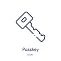 Linear passkey icon from Internet security outline collection. Thin line passkey icon isolated on white background. passkey trendy