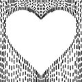 Linear pattern with heart. Cute simple design. Black background. Monochrome minimalism heart strokes. Abstract geometric linear