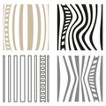 Linear pattern set. Four 4 Vector. Unique stripe textures. Sophisticated graphic collection. Royalty Free Stock Photo