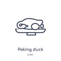 Linear peking duck icon from Food and restaurant outline collection. Thin line peking duck icon isolated on white background.