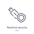 Linear pendrive security icon from Internet security and networking outline collection. Thin line pendrive security icon isolated Royalty Free Stock Photo