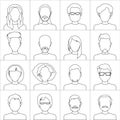 Linear people icons. Set of stylish people icons on white background. Royalty Free Stock Photo