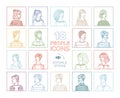 Linear people portraits set Royalty Free Stock Photo