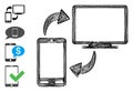 Linear Phone-Desktop Sync Vector Mesh Royalty Free Stock Photo