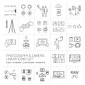 Linear photography and camera icons set Royalty Free Stock Photo