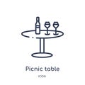 Linear picnic table icon from Drinks outline collection. Thin line picnic table vector isolated on white background. picnic table Royalty Free Stock Photo