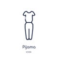 Linear pijama icon from Clothes outline collection. Thin line pijama vector isolated on white background. pijama trendy