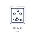 Linear pinball icon from Entertainment and arcade outline collection. Thin line pinball vector isolated on white background.