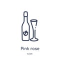 Linear pink rose icon from Drinks outline collection. Thin line pink rose vector isolated on white background. pink rose trendy