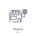 Linear pizzeria icon from City elements outline collection. Thin line pizzeria vector isolated on white background. pizzeria