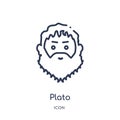 Linear plato icon from Greece outline collection. Thin line plato icon isolated on white background. plato trendy illustration