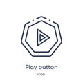 Linear play button icon from Arrows outline collection. Thin line play button vector isolated on white background. play button