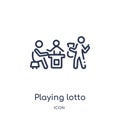 Linear playing lotto icon from Activity and hobbies outline collection. Thin line playing lotto vector isolated on white