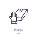Linear pledge icon from Crowdfunding outline collection. Thin line pledge vector isolated on white background. pledge trendy