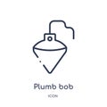 Linear plumb bob icon from Construction tools outline collection. Thin line plumb bob vector isolated on white background. plumb