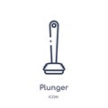 Linear plunger icon from Cleaning outline collection. Thin line plunger vector isolated on white background. plunger trendy