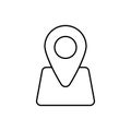 Linear pointer with map icon. Isolated vector element. Location icon vector simple design. Point marker icon. Gps pointer mark. Royalty Free Stock Photo