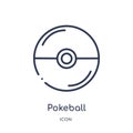 Linear pokeball icon from Entertainment and arcade outline collection. Thin line pokeball vector isolated on white background. Royalty Free Stock Photo