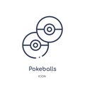 Linear pokeballs icon from Entertainment and arcade outline collection. Thin line pokeballs vector isolated on white background. Royalty Free Stock Photo