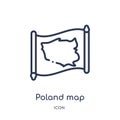 Linear poland map icon from Countrymaps outline collection. Thin line poland map vector isolated on white background. poland map