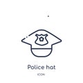 Linear police hat icon from Law and justice outline collection. Thin line police hat icon isolated on white background. police hat Royalty Free Stock Photo