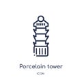 Linear porcelain tower of nanjing icon from Buildings outline collection. Thin line porcelain tower of nanjing icon isolated on