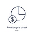 Linear portion pie chart icon from Business outline collection. Thin line portion pie chart icon isolated on white background.