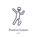 Linear positive human icon from Feelings outline collection. Thin line positive human vector isolated on white background.