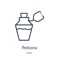Linear potions icon from Gaming outline collection. Thin line potions icon isolated on white background. potions trendy