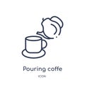 Linear pouring coffe icon from Bistro and restaurant outline collection. Thin line pouring coffe vector isolated on white