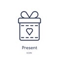 Linear present icon from Birthday party outline collection. Thin line present vector isolated on white background. present trendy Royalty Free Stock Photo