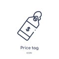 Linear price tag icon from Crowdfunding outline collection. Thin line price tag vector isolated on white background. price tag