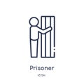 Linear prisoner icon from Law and justice outline collection. Thin line prisoner icon isolated on white background. prisoner Royalty Free Stock Photo