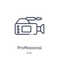 Linear proffesional video camera icon from Cinema outline collection. Thin line proffesional video camera vector isolated on white Royalty Free Stock Photo