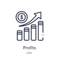 Linear profits icon from Digital economy outline collection. Thin line profits vector isolated on white background. profits trendy