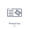 Linear prompt box icon from Cinema outline collection. Thin line prompt box vector isolated on white background. prompt box trendy