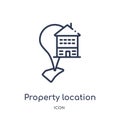 Linear property location icon from Maps and locations outline collection. Thin line property location icon isolated on white