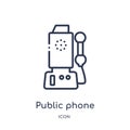 Linear public phone icon from Comunation outline collection. Thin line public phone vector isolated on white background. public