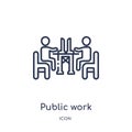 Linear public work icon from Humans outline collection. Thin line public work icon isolated on white background. public work