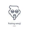 Linear puking emoji icon from Emoji outline collection. Thin line puking emoji vector isolated on white background. puking emoji