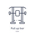 Linear pull up bar icon from Gym equipment outline collection. Thin line pull up bar icon isolated on white background. pull up