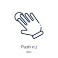 Linear push all fingers to expand icon from Hands and guestures outline collection. Thin line push all fingers to expand icon