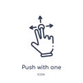 Linear push with one finger to slide icon from Hands and guestures outline collection. Thin line push with one finger to slide