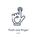 Linear push one finger and twist back icon from Hands and guestures outline collection. Thin line push one finger and twist back