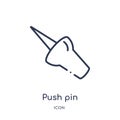 Linear push pin icon from Geometry outline collection. Thin line push pin icon isolated on white background. push pin trendy