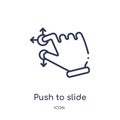 Linear push to slide right and left gesture icon from Hands and guestures outline collection. Thin line push to slide right and