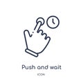 Linear push and wait gesture icon from Hands and guestures outline collection. Thin line push and wait gesture icon isolated on