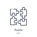 Linear puzzle icon from Digital economy outline collection. Thin line puzzle vector isolated on white background. puzzle trendy Royalty Free Stock Photo