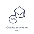 Linear quality education icon from Education outline collection. Thin line quality education icon isolated on white background.